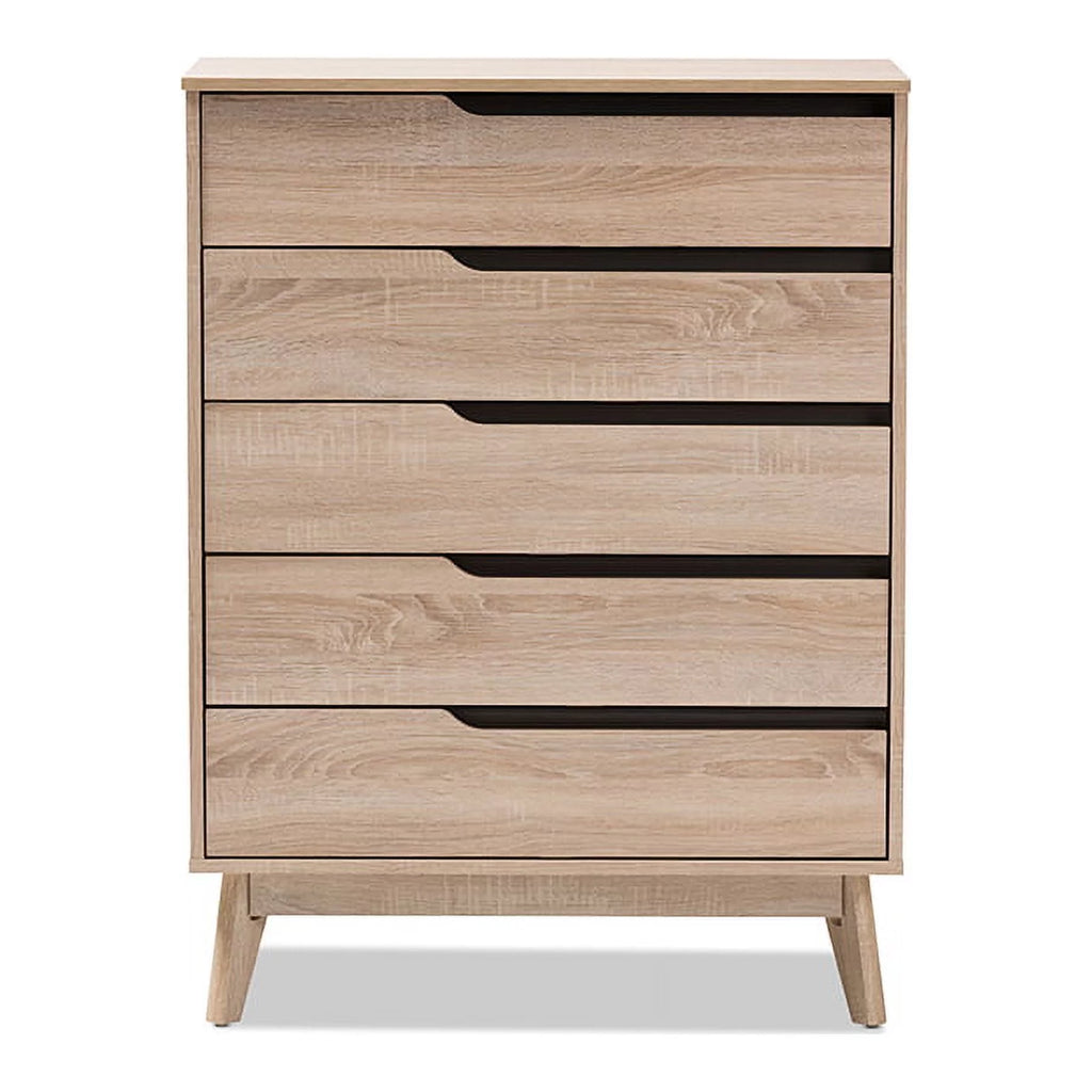 Oak and Grey Wood 5-Drawer Chest I6646