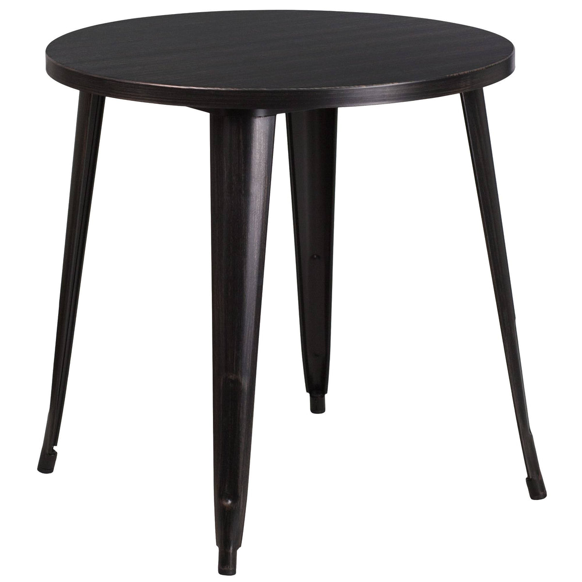 Round Black-Antique Gold Metal Table Set with 4 Cafe Chairs J896