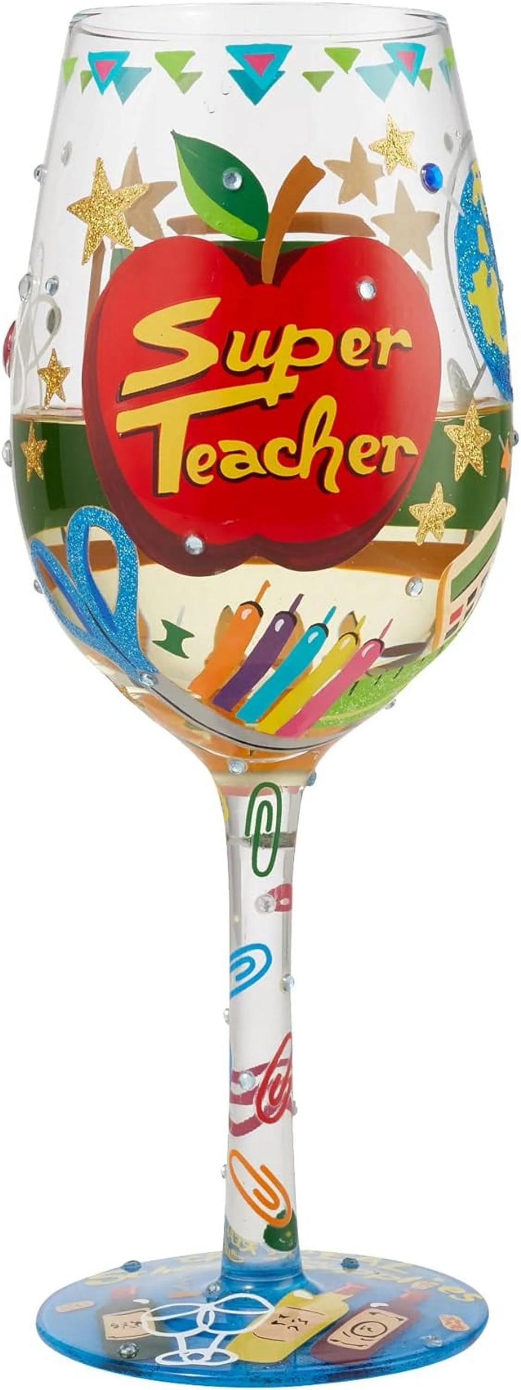 Hand-Painted Artisan Wine Glass 15 Ounce Multicolor E191