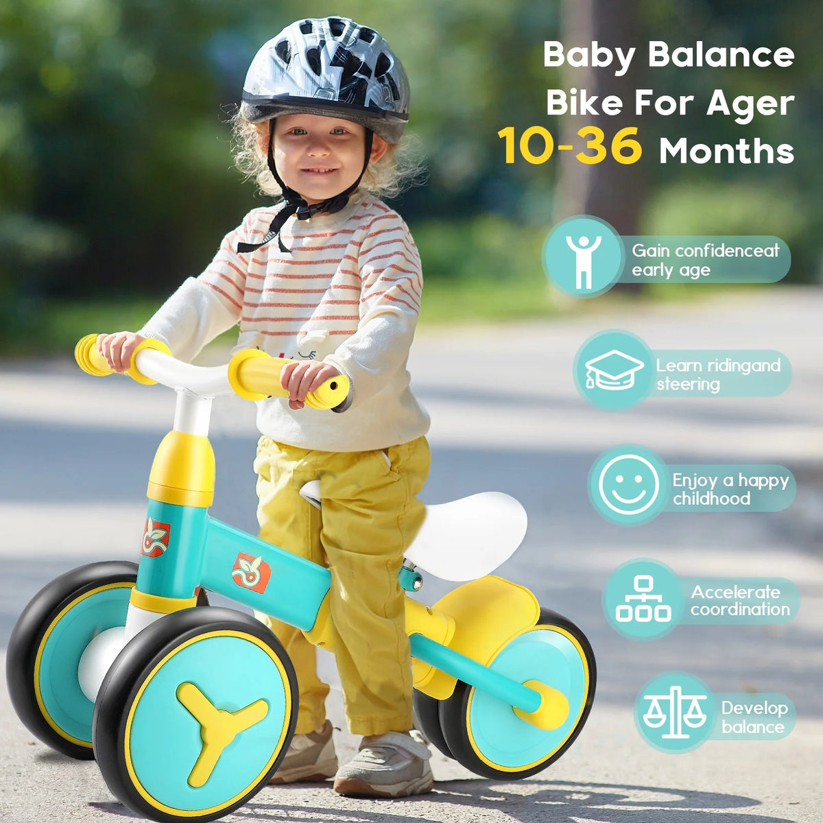 Baby Balance Bike with 4 Wheels V128