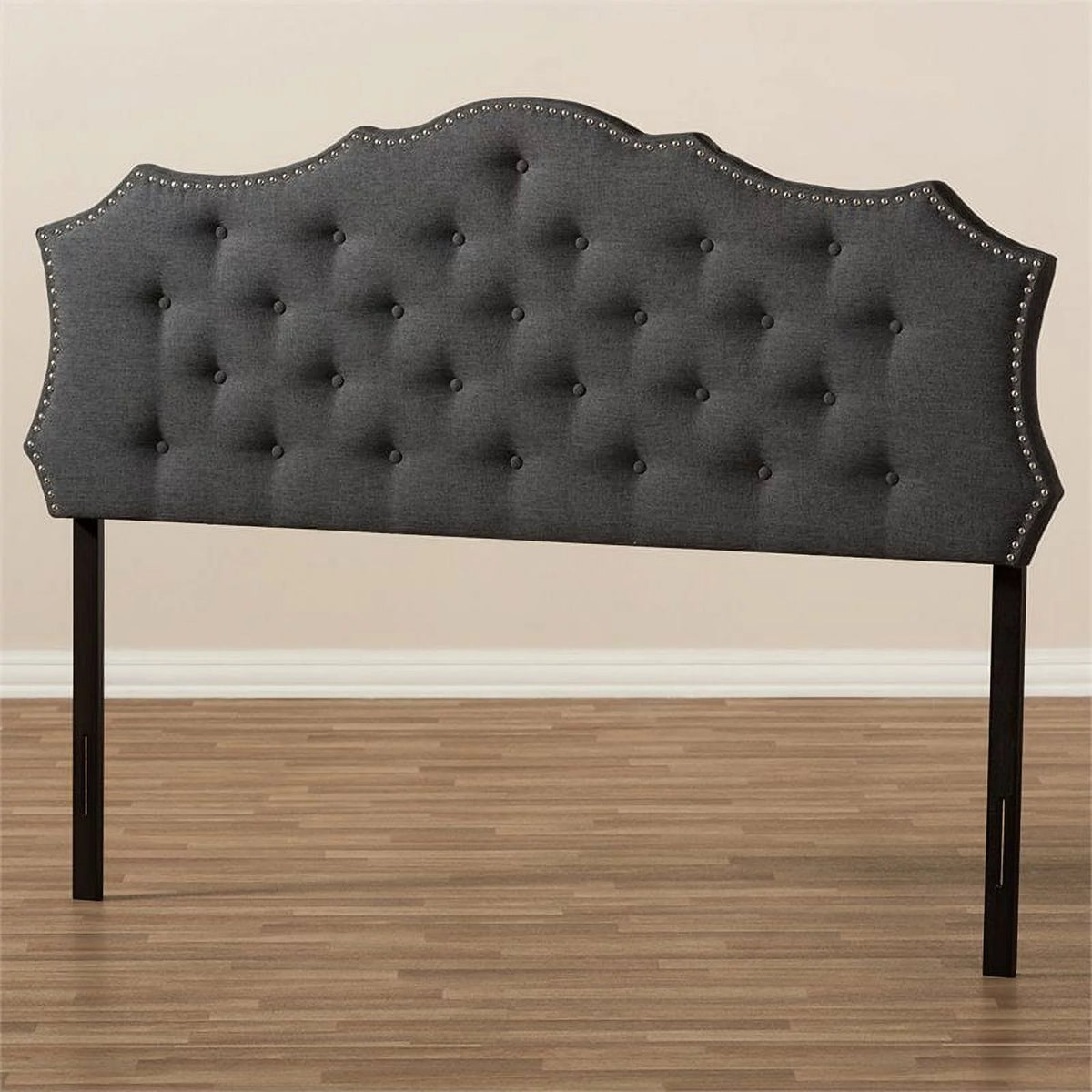 Gray Tufted Fabric King Panel Headboard V184
