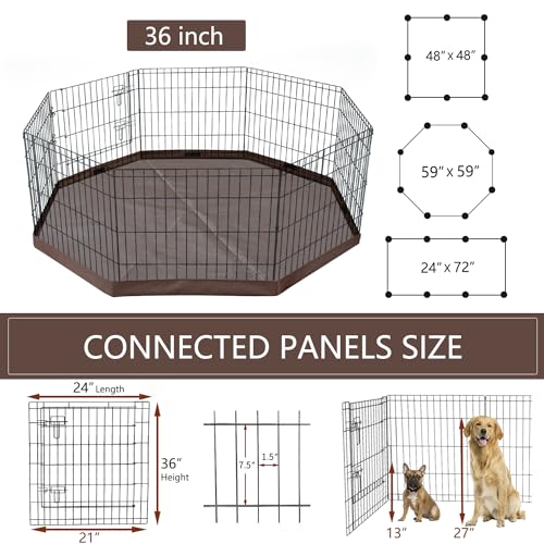 Foldable Metal Dog Playpen 8 Panels 24 Inch with Top Cover K138725