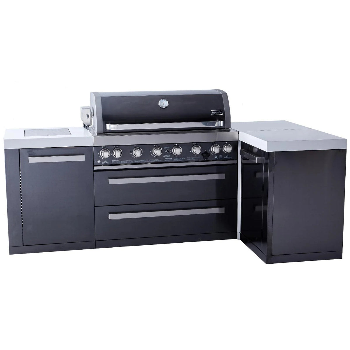 Black Stainless Steel Island Grill with 90 Degree Corner C972514