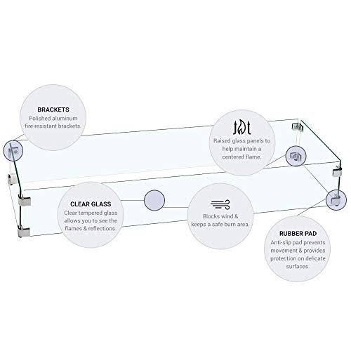Tempered Glass Flame Guard for Drop-in Fire Pit Pan N6671