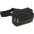 Leather Four Compartment Waist Bag Black T62687