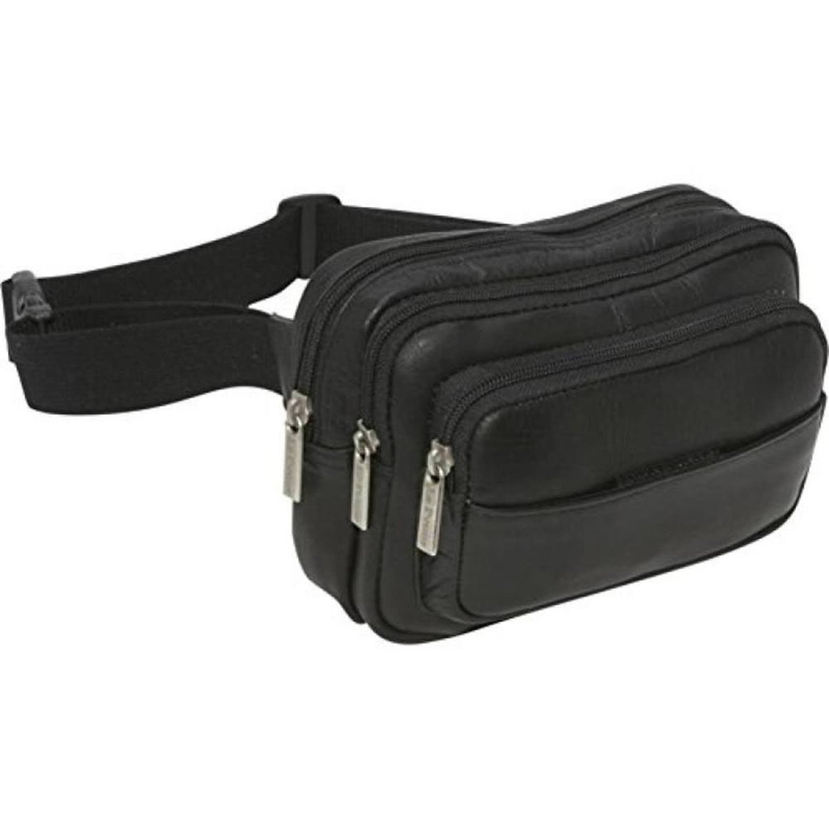 Leather Four Compartment Waist Bag Black T62687