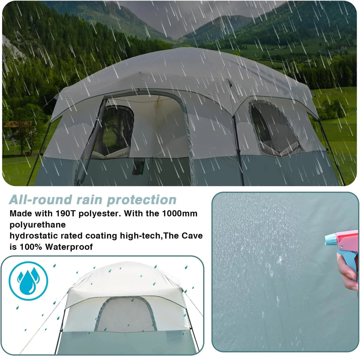 Camping Tent 4/6/8 Person Dome Tent with Rainfly, Waterproof P24729