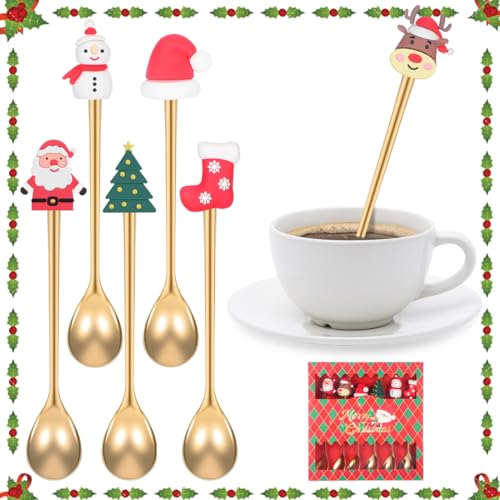6 Pcs Golden Stainless Steel Coffee Spoons Set M268990