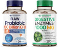 Organic Probiotics 100 Billion CFU Digestive Enzymes 1000mg with Prebiotics Z8413