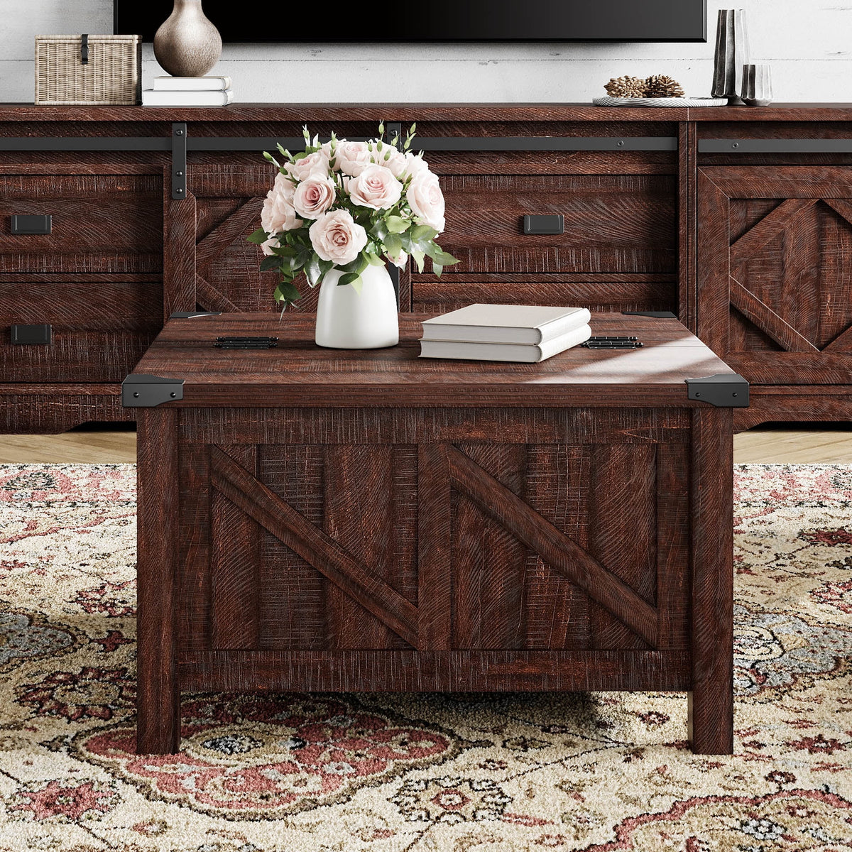 Lift Top Square Coffee Table with Storage Brown G26265