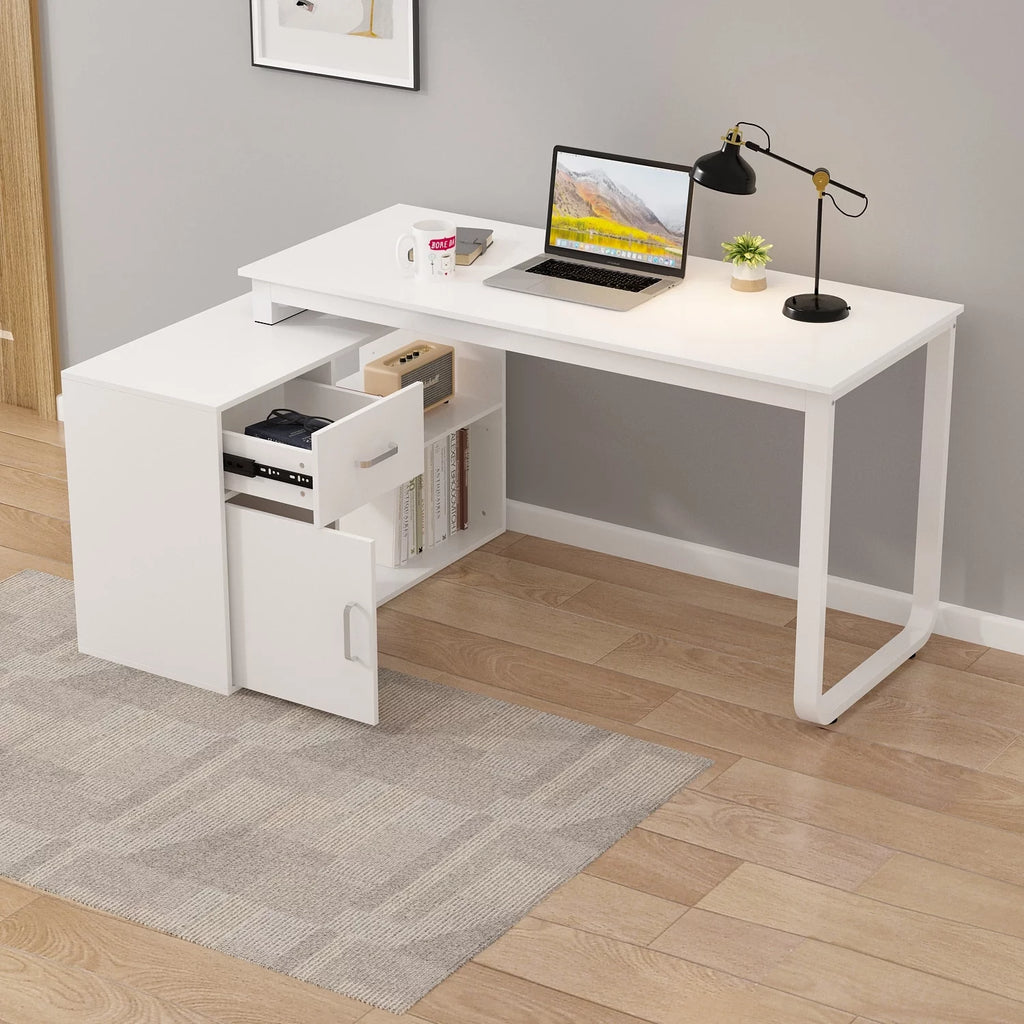 55" L Shaped Storage Computer Desk P489