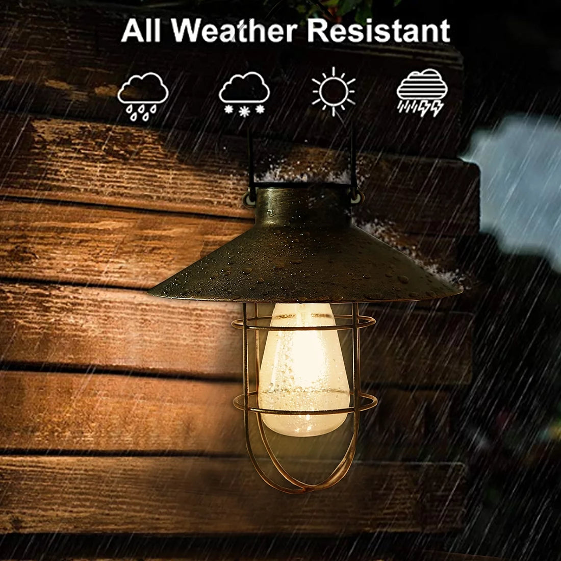 Metal Hanging Solar Lantern Waterproof with Edison Bulb D11510