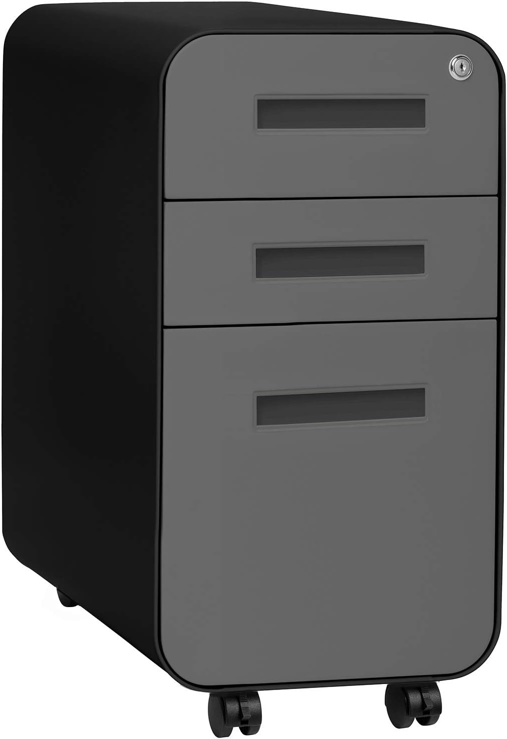 3-Drawer Mobile File Cabinet Black Grey F842071
