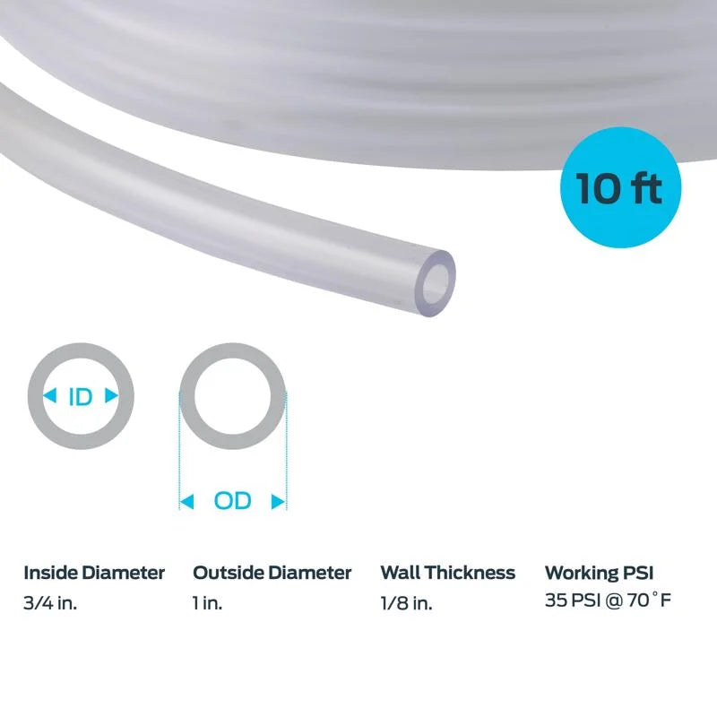 Clear Vinyl Tubing, 1 inch OD, 10 Ft C267