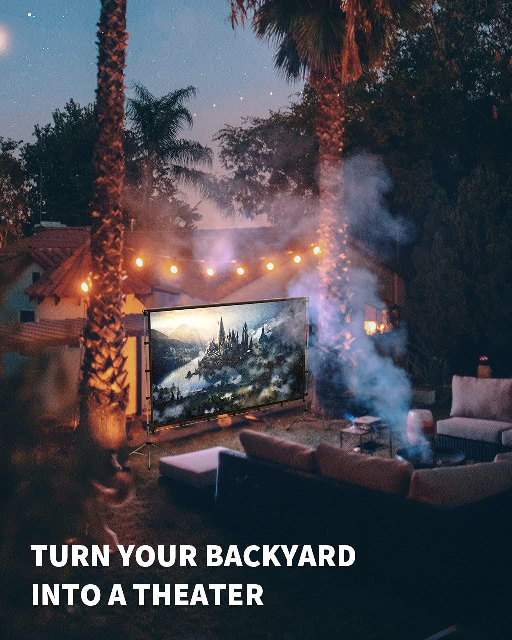 Outdoor Projector Screen with Stand, 120 Inch (16:9), Portable with Full-Set Bag O380