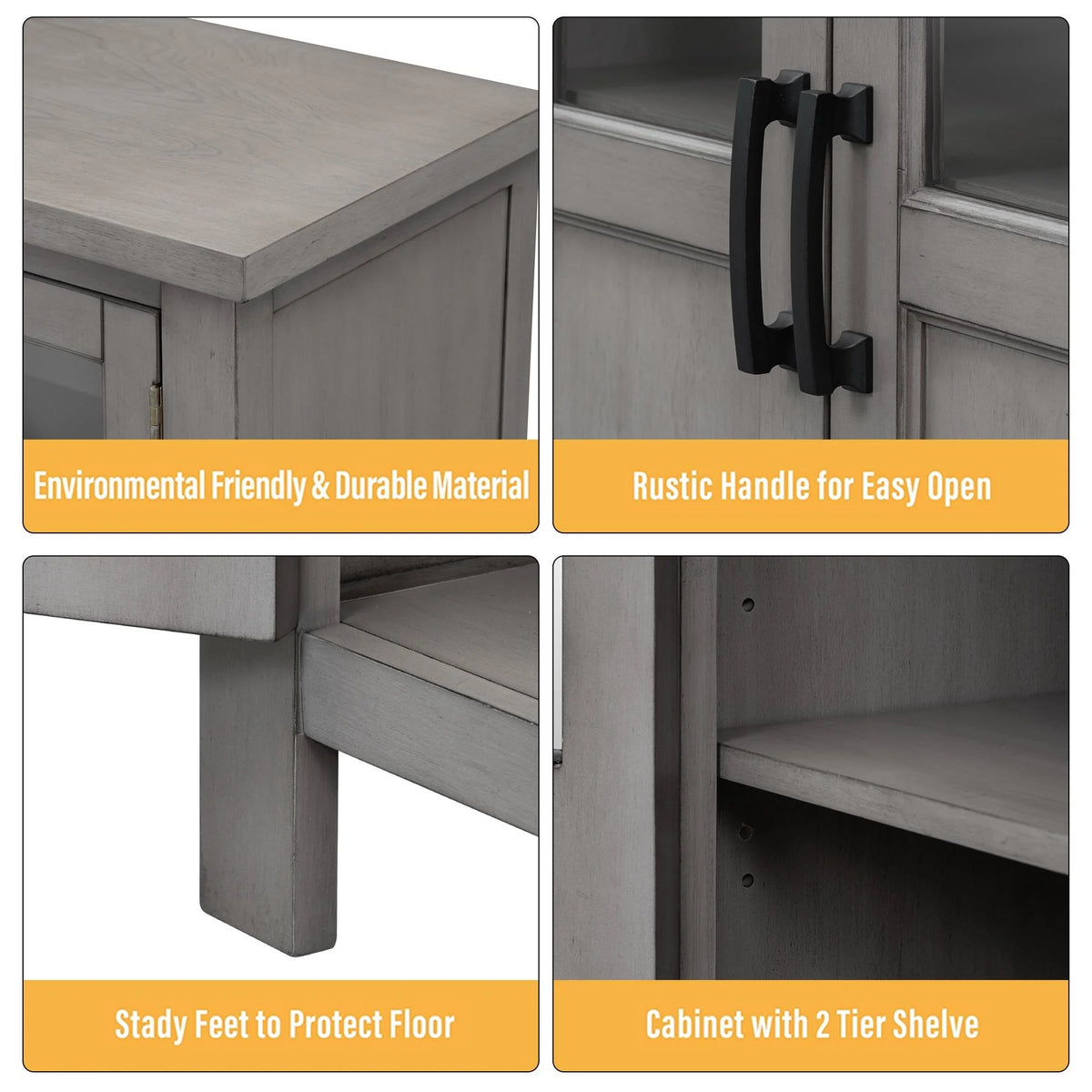 Buffet Cabinet with 4 Doors and Adjustable Shelves F761955