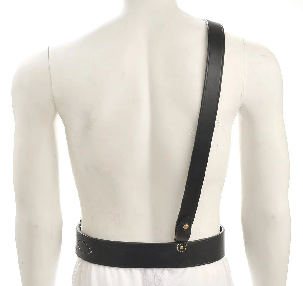 Black Leather Sam Browne Belt with Shoulder Strap C23946