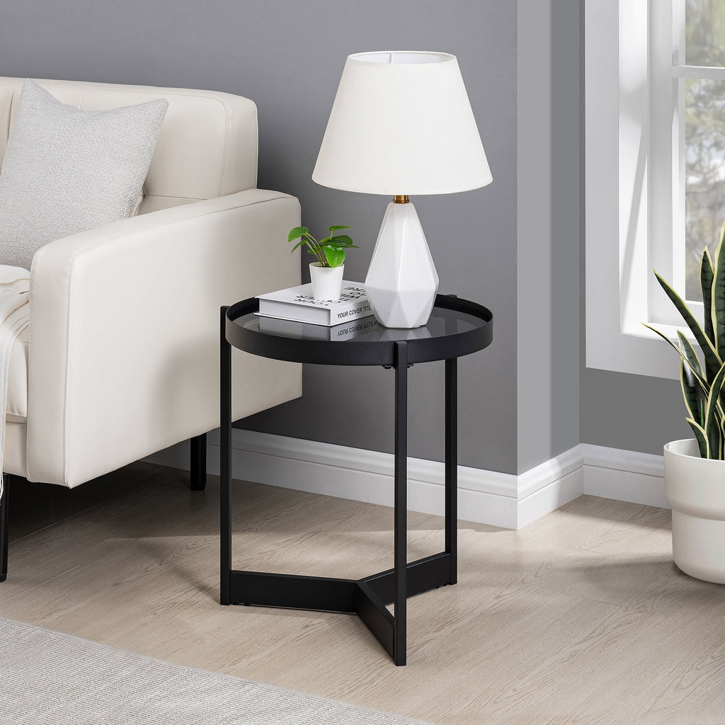 Metal and Glass Side Table E92467