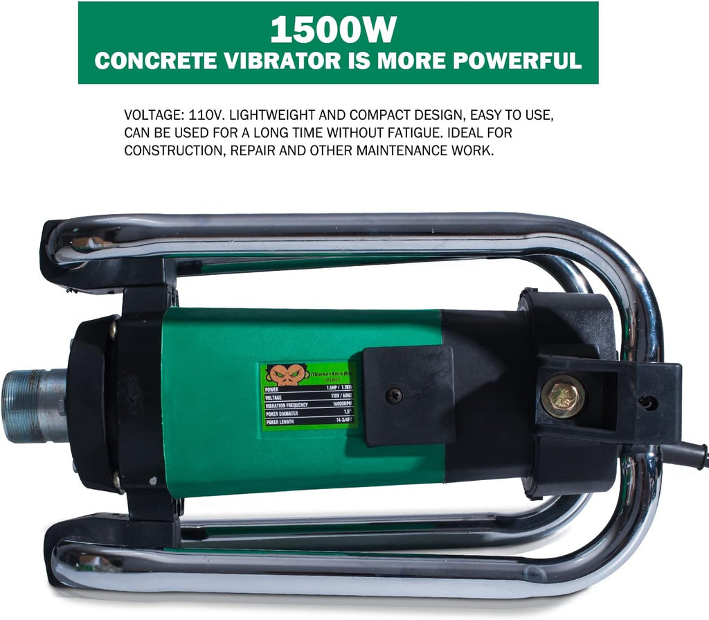 Concrete Vibrator 110V/50HZ 16000RPM with 4.5M Poker, 38MM Diameter Head G60560