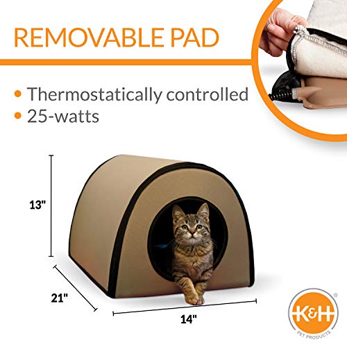 Heated Insulated Waterproof Outdoor Cat House Small Gray W878