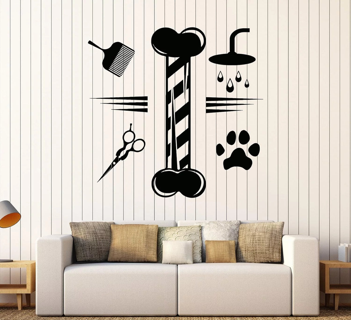 Vinyl Wall Decal Grooming Pets Beauty Salon Animals Stickers Large Decor White C98641