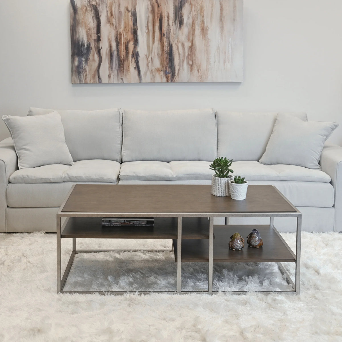 Wood Metal Coffee Table with Shelf H193
