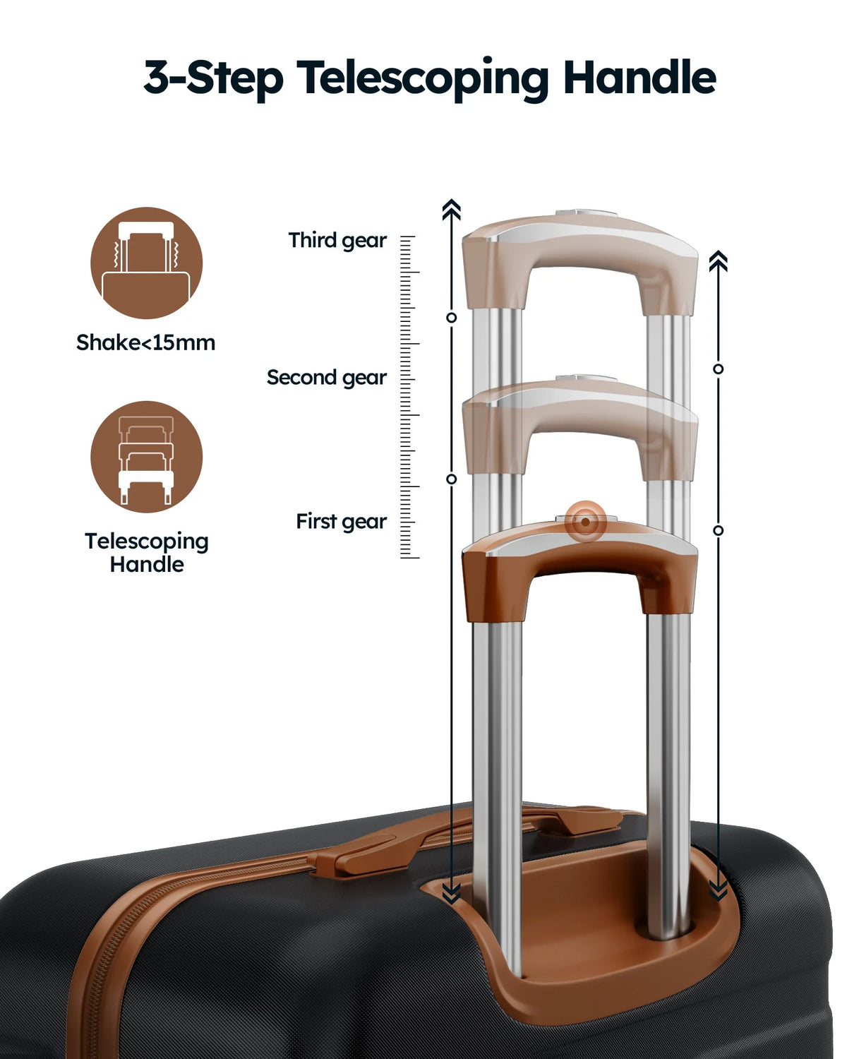 20 inch Carry-on Luggage Spinner Suitcase with Expandable Duffel Bag Travel Set, Black Tan X683