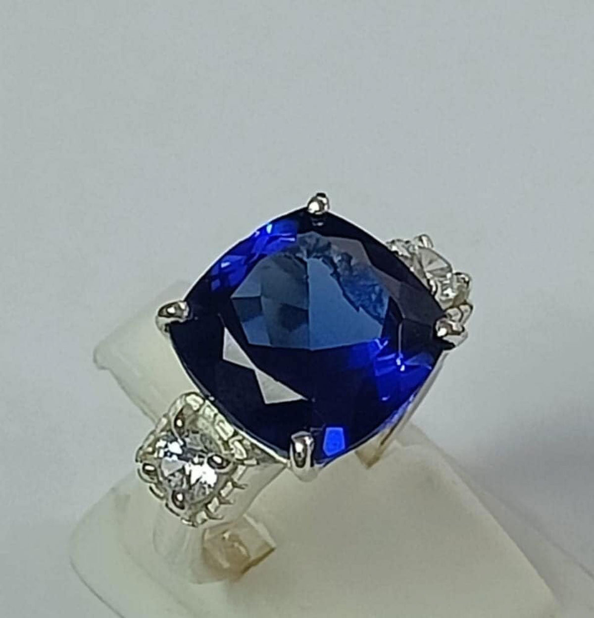 Elongated Cushion Engagement Ring with Blue Sapphire O539722