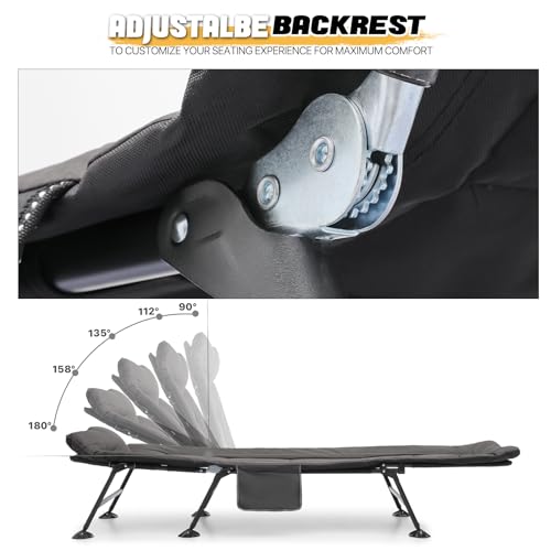 Black Set of 2 Adjustable Reclining Camping Bed with Carry Bag L63107