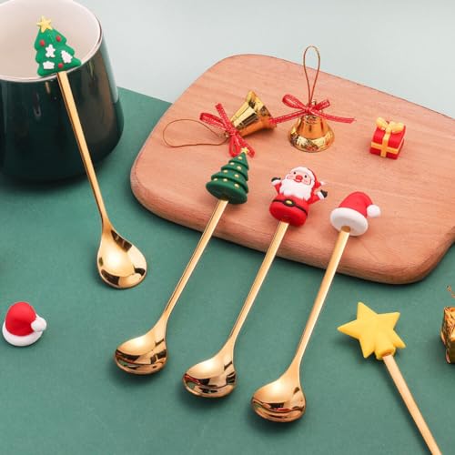 6 Pcs Golden Stainless Steel Coffee Spoons Set M268990