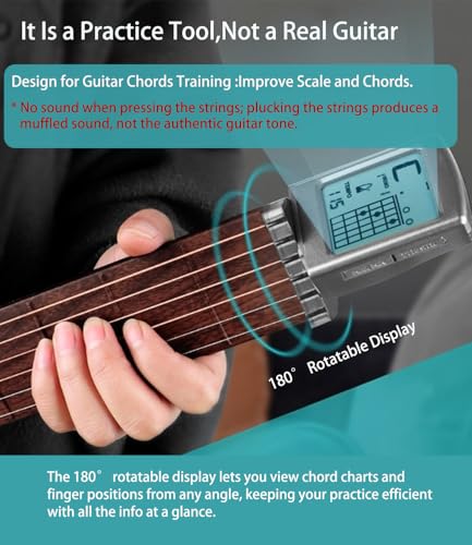 Portable Guitar Chord Practice Tool with Rotatable Chords Chart Screen H6230