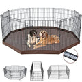 Foldable Metal Dog Playpen 8 Panels 24 Inch with Top Cover K138725