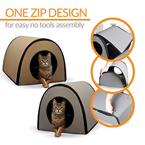 Heated Insulated Waterproof Outdoor Cat House Small Gray W878