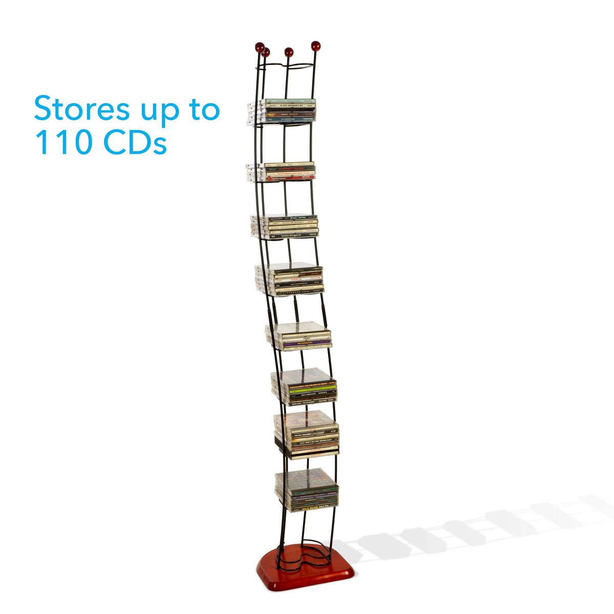 Black Steel CD Tower with Cherry Wood Base X254463