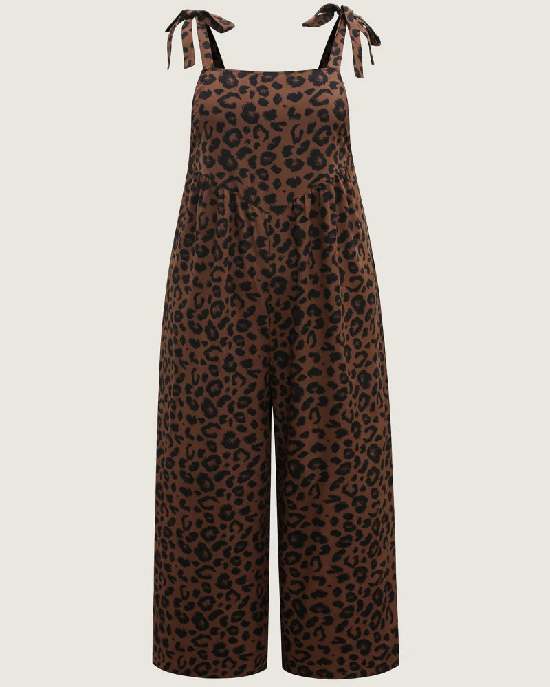 Leopard Print Jumpsuit with Square Neck C16669